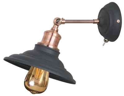 Produktbild von GTV - Wandleuchte LORET Wandleuchte mit Schalter AC220-240V,50/60Hz,1*E27,max.40W,Durchm.20cm,einzeln,schwarz