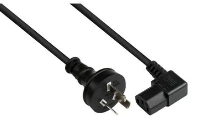 Produktbild von Netzkabel China Typ I auf C13 gewinkelt, schwarz, 1,8m, 0,75mm²