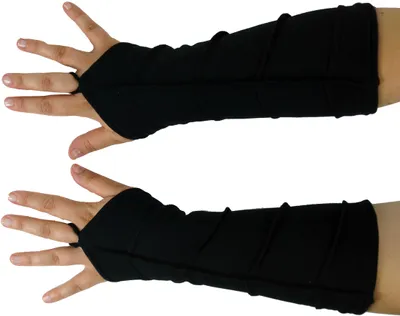Produktbild von Warme Handstulpen mit Overlock, Elfenstulpen - Schwarz, Uni, Viskose,Elasthan, Handschuhe & Handstulpen