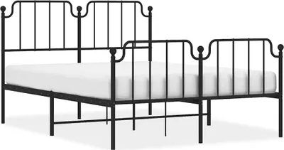 Produktbild von vidaXL Bettgestell mit Kopf- und Fußteil Metall Schwarz 135x190 cm