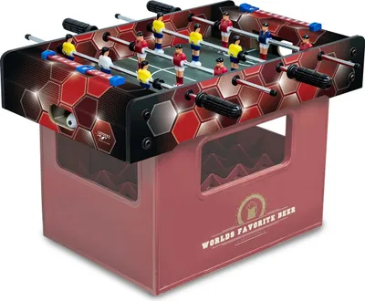 Produktbild von Carrromco Bierkistenkicker Tischauflage Tischkicker Rote Waben Mini-Kicker Partyspiel Vatertag Männergeschenk