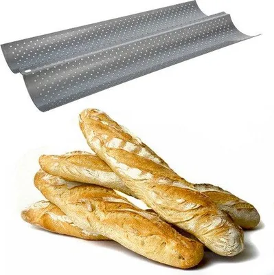 Obrázok produktu pre Forma na pečenie bagiet – 2 rady – 38 x 16,5 x 2 cm Kovová forma na pečenie