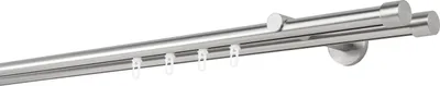 Produktbild von Gardinenstange Maß Innenlauf 20mm Cap 2-lauf Wand 12cm Farbe: Edelstahl-Optik, Größe: 370cm