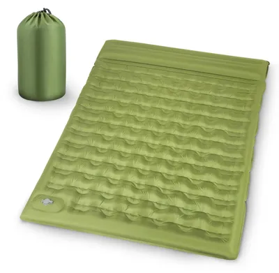 Produktbild von Aufblasbare Campingmatratze für 2 Personen - Doppel Isomatte - Extra breit - Ultraleicht - Faltbar - Integrierte Pumpe - TPU-Nylon - Grün