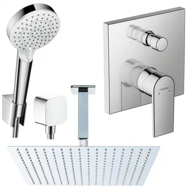 Produktbild von Hansgrohe und Jowi Unterputz Duschsystem, Kopfbrause mit Deckenanschluss, 360x360 mm, Vernis Shape Duscharmatur, OHNE iBox