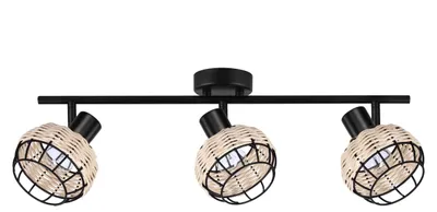 Obrázek produktu pro Stropní lampa s kovovým a ratanovým stínidlem Juicy, černá, 3xE14x40W, kov, rozměry: 18x64x12 cm, IP20, Candellux