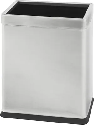 Produktbild von Doppelwandiger eckiger Edelstahl Papierkorb | 10 Liter, HxBxT 27,5x16,5x22,5cm | Silber
