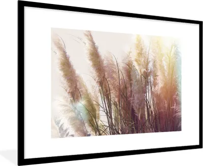 Produktbild von MuchoWow® Gerahmtes Poster Stillleben - Farben - Schilf 90x60 cm - Poster mit Schwarzem Bilderrahmen Wandposter Rahmen Foto Bilder - Wanddekoration - Fotos