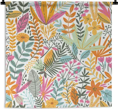 Produktbild von MuchoWow® Wandteppich Wandbehang Sommer - Blumen - Pflanzen 150x150 cm Tapisserie Dekoration Wandtuch - Wohnaccessoires - Modernes