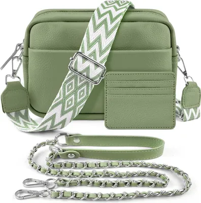 Produktbild von Handy Umhängetasche Echtes Leder Crossbody mit Kartenhalter Schwarz Damen Kleine Tasche 3 Fächer