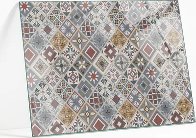Zdjęcie produktu dla Szklany blat stołu z nadrukiem 100x70 cm – hartowane szkło z motywem – blat stołu z nadrukiem – szkło bezpieczne z grafiką – nowoczesny – dekoracyjny – łatwy w czyszczeniu – zamiennik blatu – szkło artystyczne – nowoczesny stolik szklany – blat dekoracyjny - Wzór mozaikowy z ornamentami