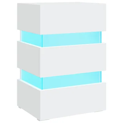 Obrázek produktu pro Noční stolek s LED bílý 45 x 35 x 67 cm kompozitní dřevo