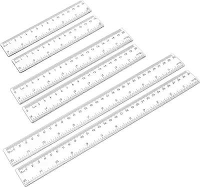 Produktbild von 6 Stück Transparente Kunststoff Gerade Lineals Flexibel Präzision Lineal Messwerkzeug Bruchsicheres Durchsichtiges mit Beidseitiger Skalierung für Schule Büro Zuhause(15cm 20cm 30cm)