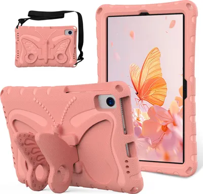 Image de Etui pour enfants pour Lenovo Tab M10 Plus 2nd Gen 2020/Tab K10 2021 10.3" Etui léger EVA antichoc avec bandoulière et support nœud papillon rose
