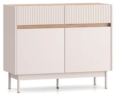 Image de Selsey Dunea – Buffet 2 portes avec 2 tiroirs, gris cachemire/aspect bois de chêne, 104 cm
