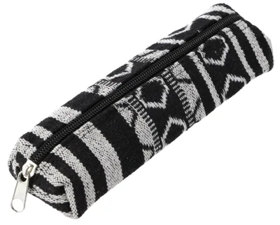 Produktbild von Stifttasche Ethno, Federmäppchen - Modell 3, Uni - Erwachsene, Schwarz, Baumwolle, 4*7 cm, Kleine Taschen für Kosmetik, Schreibzeug, Mehr