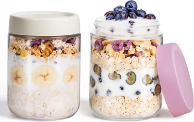 Immagine prodotto di Contenitori per farina d'avena - Contenitori di stoccaggio - Fai da te - Coperchio ermetico - 2 pezzi da 500 ml - Trasparente