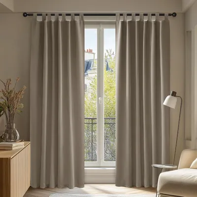 Produktbild von Verdunkelungsvorhang Schlaufen Taupe 175x140 cm 2er Set Blickdicht Lärmschutz