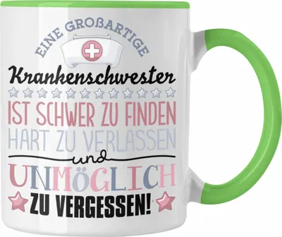 Produktbild von Trendation - Krankenschwester Abschied Tasse Abschiedsgeschenk Spruch Krankenschwester Geschenkidee zum Abschied Becher Kaffeetasse (Grün)