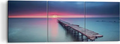 Produktbild von Bild auf Leinwand - Leinwandbild - 3 Teile - Brücke Meer Landschaft - 120x40cm - Wand Bild - Wanddeko - Wandbilder - Leinwanddruck - Bilder - Wanddekoration - Leinwand bilder - CA120x40-4955