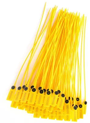 Kunststoff-Plomben 40 cm, gelb, 100 Stück mit Nummern