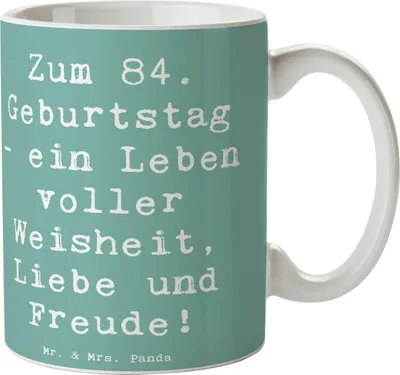Produktbild von Mr. & Mrs. Panda Teetasse Spruch 84. Geburtstag - Meeresbrise - Geschenk, Teebecher, Feierlichkeiten, Tasse, Becher, Erfahrungen, Meilenstein, kaffeebecher bedruckt