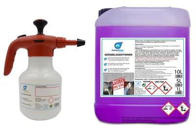 Produktbild von KaiserRein Profi Grünbelagentferner Moosentferner Algenentferner 5 L Kanister mit Pumpdrucksprüher ca. 1,0 L Flasche auch gegen Schwarzalgen