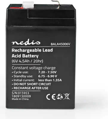 Produktbild von Nedis Wiederaufladbare Blei-Säure-Batterie - Lead-Acid - Wiederaufladbar - 6 V - 4500 mAh