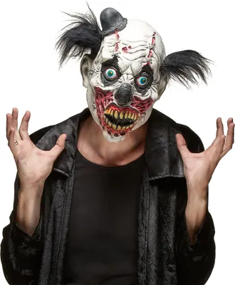 Produktbild von Zombieclown-Maske Monsterclown-Latexmaske schwarz-weiss-bunt - Einheitsgröße