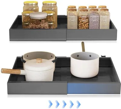 Produktbild von Ibenzoa® Ausziehbare Aufbewahrungs-Schublade — verstellbar für Küche, Bad & Wohnzimmer, platzsparend, robust mit leisen Schiebeschienen