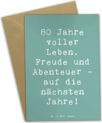 Produktbild von Mr. & Mrs. Panda Glückwunschkarte Spruch 80. Geburtstag Abenteuer - Meeresbrise - Geschenk, weihnachtskarten, babykarte, hochzeitskarten, einladungskarten, Alter