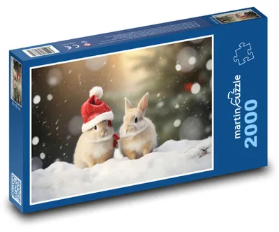 Obrázok produktu pre martinpuzzle - Puzzle 2000 - Zajícci vo vianocnej ciapke