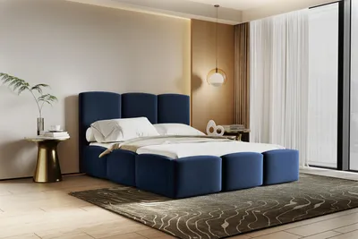 Produktbild von MR GROUP Boxspringbett MALAGA 200x200cm mit Bettkasten und mit Matratze Polsterbett Stauraumbett Holzlattenrost Doppelbett trinity 30 – dunkelblau