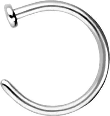 Produktbild von Nasenpiercing, Nasenstecker Titan Nasenring offen PLATTE WeißGold Innendurchmesser: 7mm + Stabstärke: 0,8mm