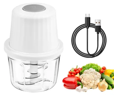 Mini-Häcksler 400 ml, USB-wiederaufladbar, Gemüseschneider, Weiß