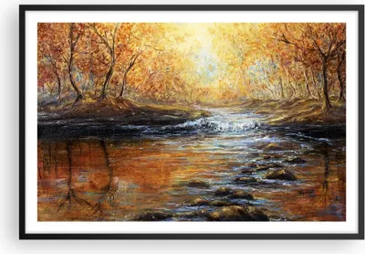 Produktbild von Gerahmtes Poster - Schwarzer Rahmen - Bach Park Baum - 91,5x61 cm - Wand Bild - Wanddeko - Wandbilder - Kunstposter - Wandposter - Bilderrahmen - Bilder - Kunstdruck - Wandbild - P2BAA91x61-3973