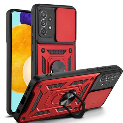Produktbild von Outdoor Panzer Hülle für Samsung Galaxy A52 mit Kameraschutz Ringhalter Bumper Rot