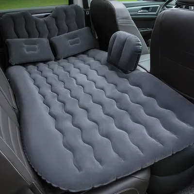 Produktbild von Aoresac Aufblasbare Auto-Matratze fuer den Ruecksitz, tragbares Samt-Schlafbett fuers Auto mit Pumpe, 2 Kissen und 2 funktionalen Stuetzen, Outdoor-Luftmatratzenunterlage fuer Reisen, Camping, Wandern, Picknick