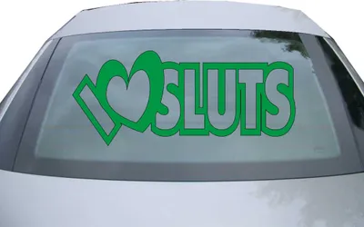 Produktbild von Indigos UG - Aufkleber Heckscheibe & Motorklappe DE2356 - grün - 600x257 mm - I love Sluts - Auto Scheiben Fenster Heckklappe Tuning Racing JDM - Die cut