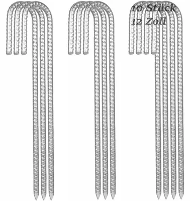 Immagine prodotto di Omgoods - Pali da terra a J da 30 cm - Pali da terra in acciaio zincato - Antiruggine - Per tende/trampolini - Punta appuntita - Pali da terra