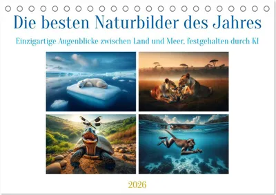 Produktbild von Die besten Naturbilder des Jahres - Einzigartige Augenblicke (Tischkalender 2026 DIN A5 quer), CALVENDO Monatskalender