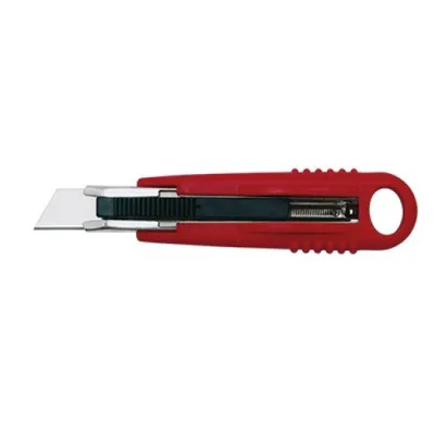 A red and black utility knife with a silver blade, shown against a white background.