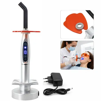 Produktbild von LED Polymerisationslampe für Zahnmedizin kabellos, 2000 mW/cm², 420–480 nm, schnelle Dental Aushärtung, USB wiederaufladbar, für Praxis & Klinik