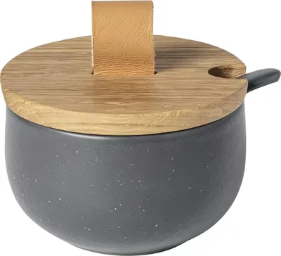 Produktbild von COSTA NOVA Pacifica Zuckerdose mit Holzdeckel und Löffel, seed grey