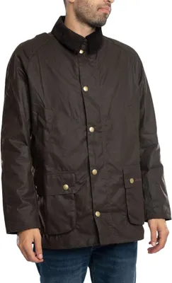 A man wearing a brown wax jacket.