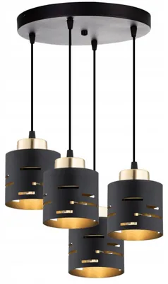 Produktbild von KAR-LIGHTING Pendelleuchte 4-flammig Schwarz, Metall, rund 30×40×20 cm, höhenverstellbar, E27-Fassungen – für Esszimmer & Küche
