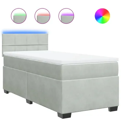 Produktbild von Boxspringbett mit Matratze Hellgrau 90x200 cm Samt