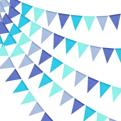 Productafbeelding van Wimpelketting, blauw, 5 stuks, weerbestendig, voor buiten, feestdecoratie, 20 meter