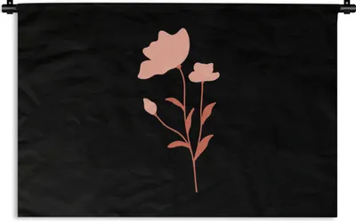 Produktbild von MuchoWow® Wandteppich Wandbehang Illustration einer rosa Blume vor schwarzem Hintergrund 120x80 cm Tapisserie Dekoration Wandtuch - Wanddekorationen - Wandtücher
