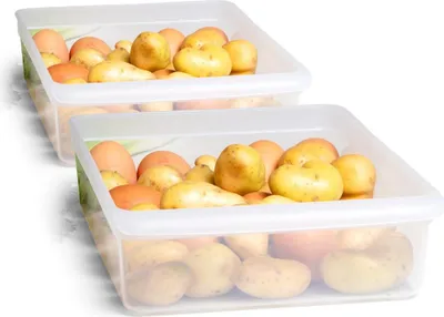 Produktbild von Novaliv 2x Kühlschrank Organizer 30,5 x 7,5 x 22 cm BPA-frei Küchenordnung  Germany Organizer durchsichtig Lebensmittelecht Aufbewahrung für Küche Waschküche Ordnungssystem Kühlschrankfach